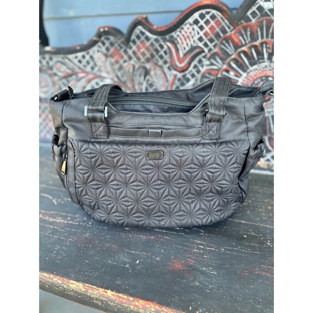 Pre-Loved Black Quilted Lug Scuttle Tote bag Midnight Black - no strap